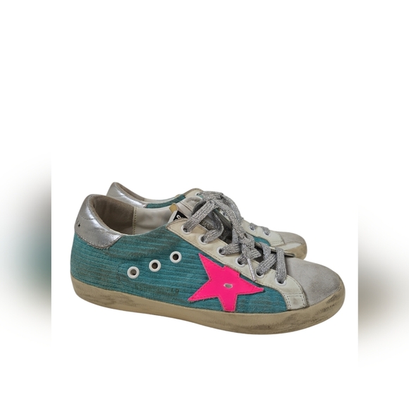 Golden Goose Super-Star sneakers in turquoise suede Size 37 - Picture 5 of 9